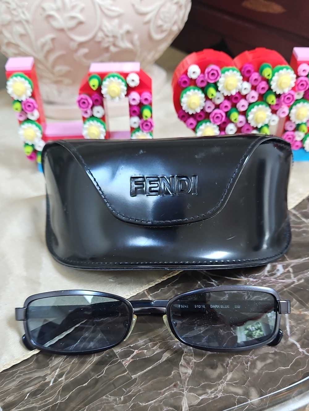 Fendi Dark Blue Glasses With Black Sunglasses Case